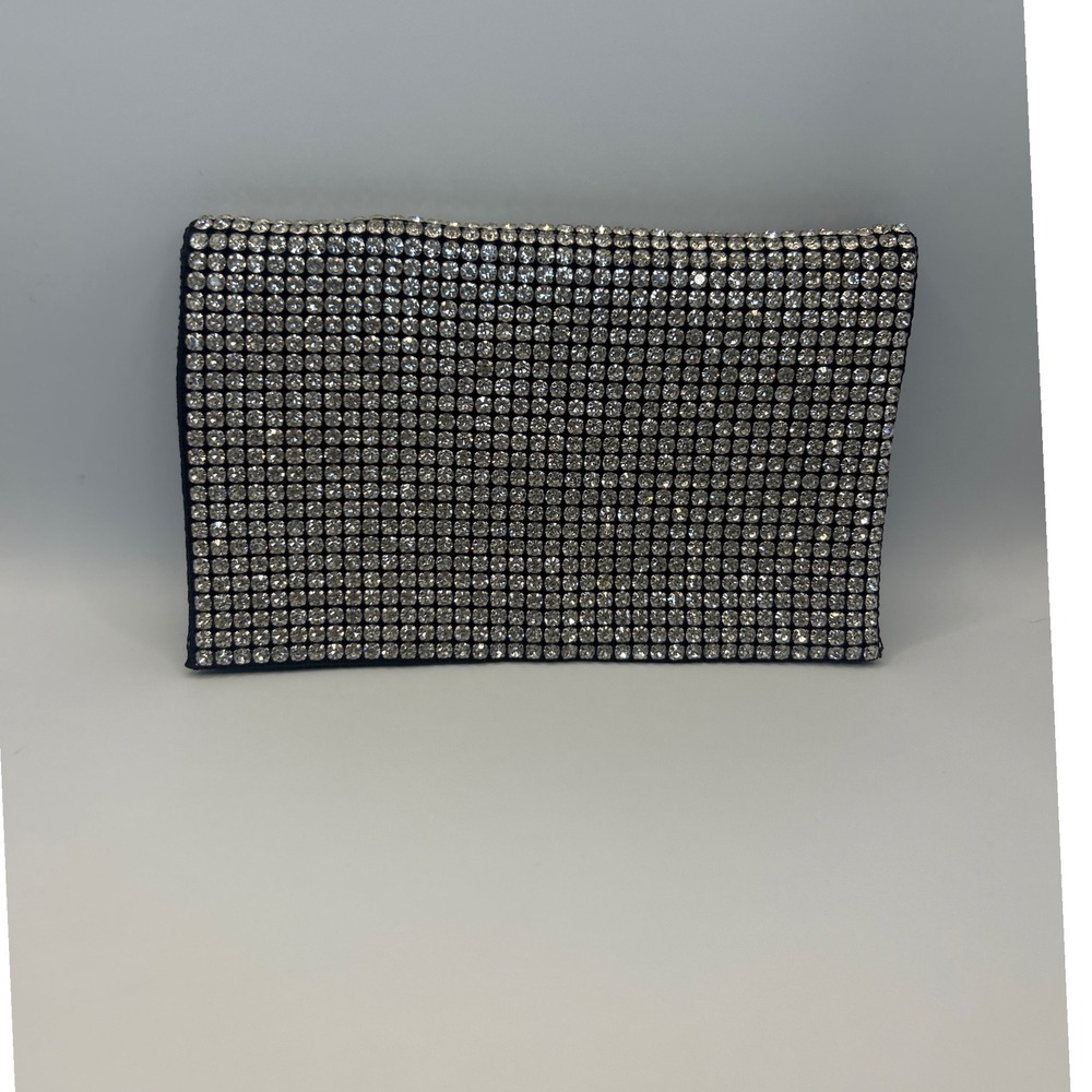Amber Sceats Black Rhinestone Evening Clutch Bag with‎ Removable Chain Strap